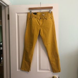 J. Crew Toothpick Ankle Jeans - yellow, sz 29